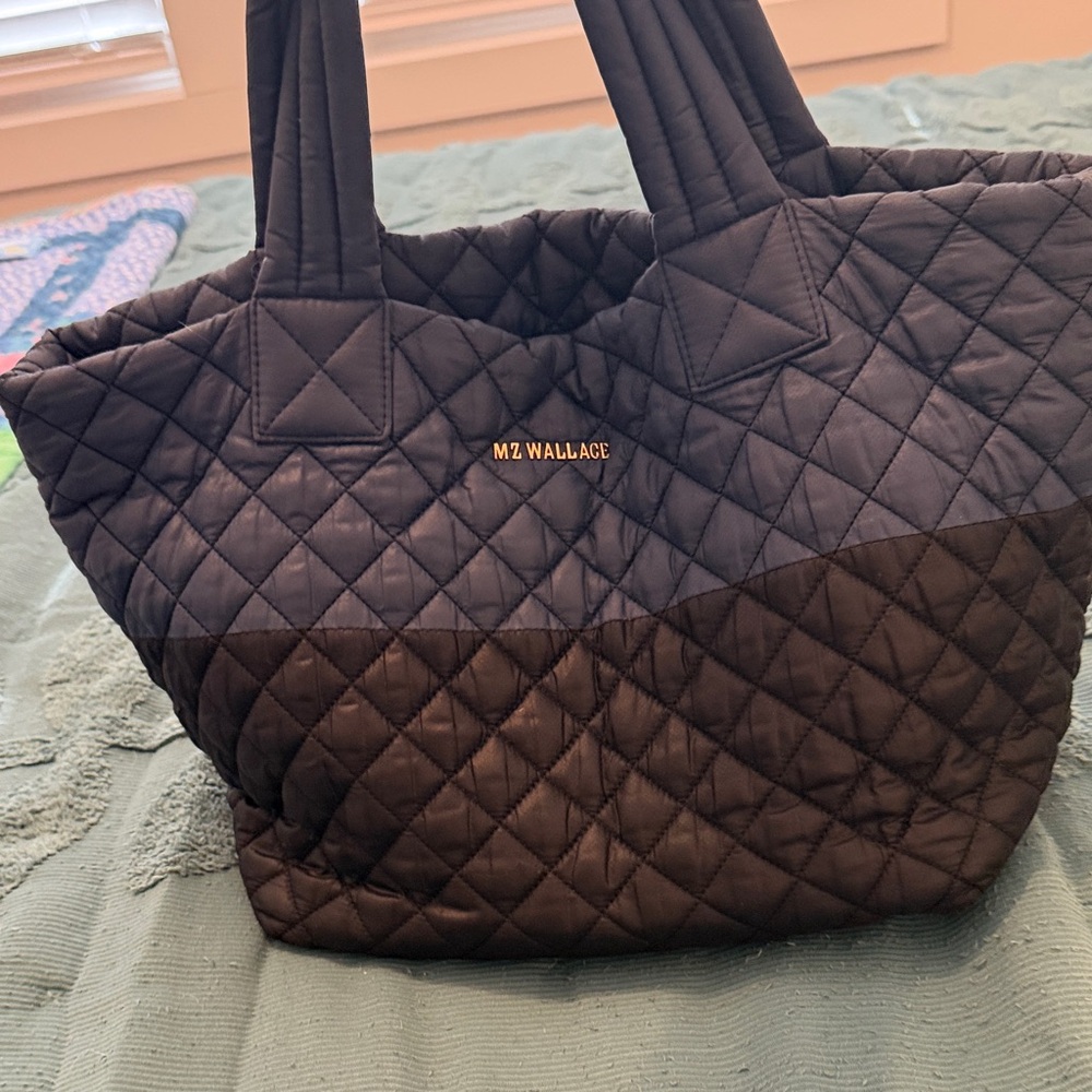 MZ Wallace dark blue and black colorblock Quilted Tote
